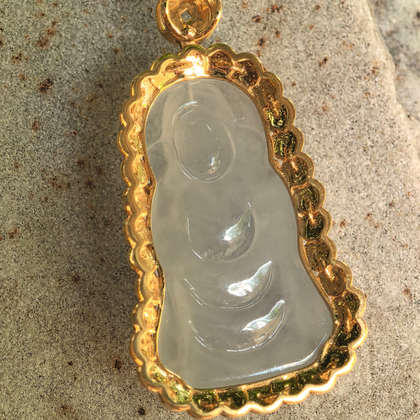 Natural Grade-A Icy Glutinous White Jadeite God of Wealth Pendant · Burmese Jade