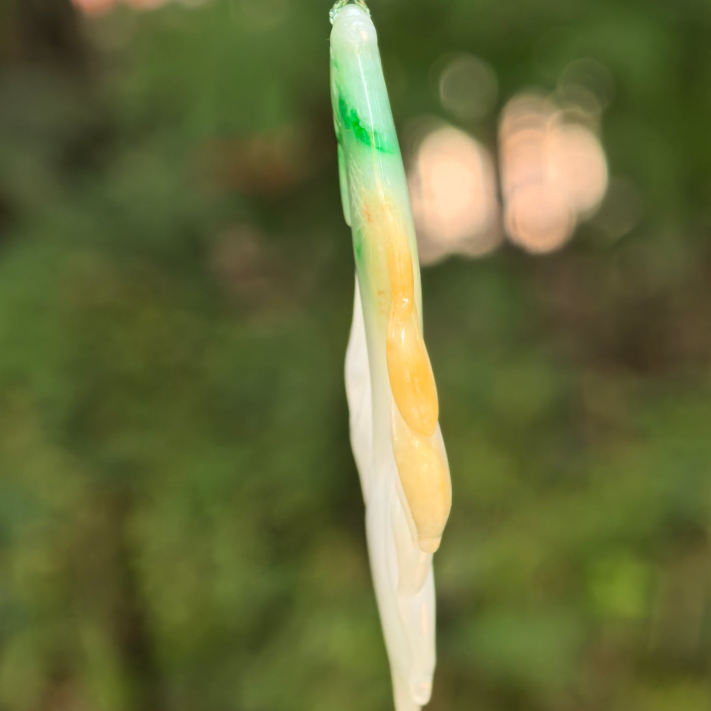 Natural Grade-A Glutinous Yellow-Green Fish Jadeite Pendant · Burmese Jade