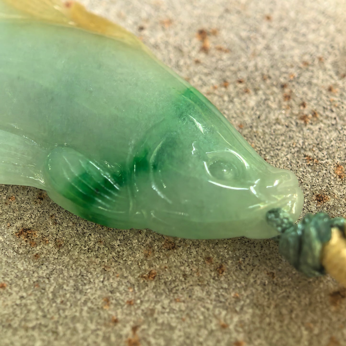 Natural Grade-A Glutinous Yellow-Green Fish Jadeite Pendant · Burmese Jade