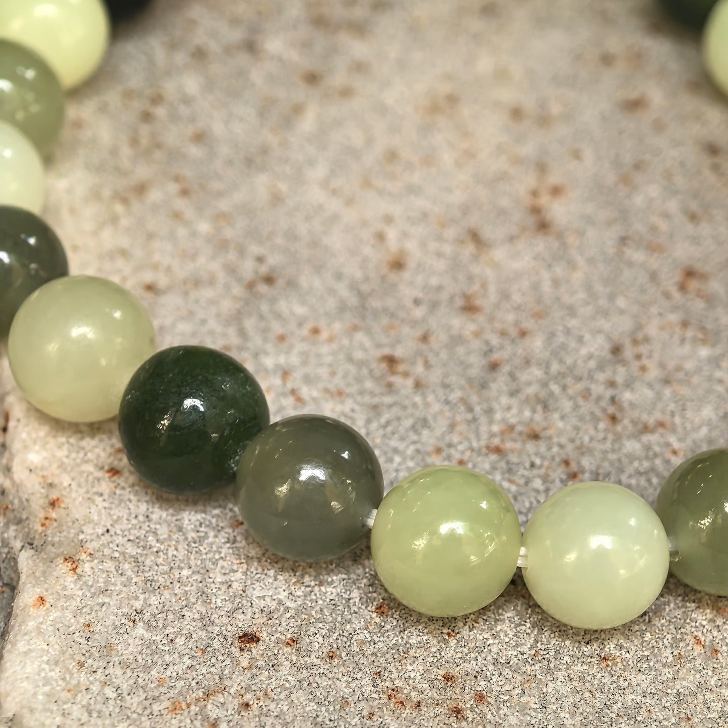Natural Nephrite Multicolor Bead Bracelet · Hetian Jade 7.8mm