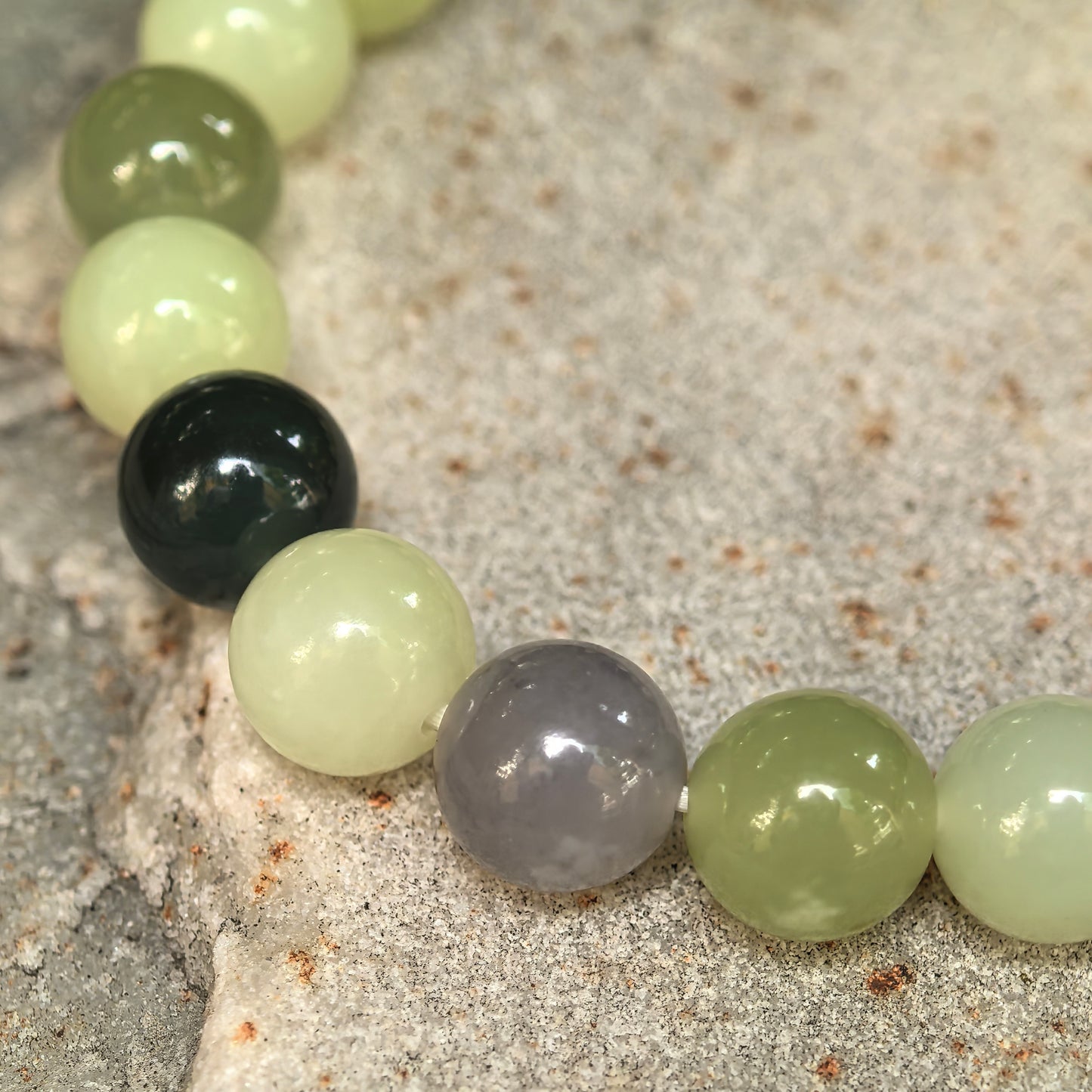 Natural Nephrite Multicolor Bead Bracelet · Hetian Jade 7.8mm