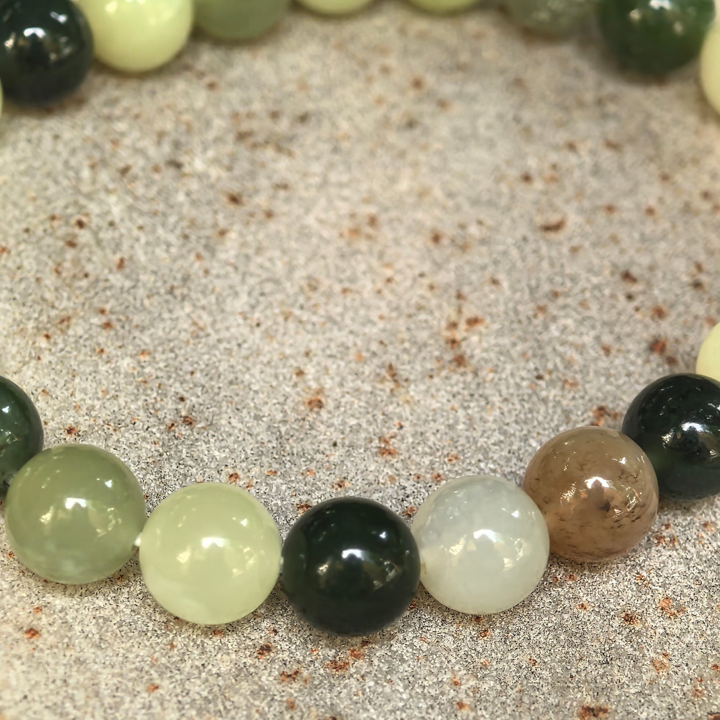 Natural Nephrite Multicolor Bead Bracelet · Hetian Jade 7.8mm