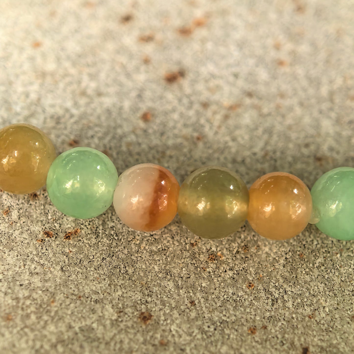 Natural Grade-A Glutinous Icy Multicolor Jadeite Bead Bracelet · Burmese Jade 4.5mm