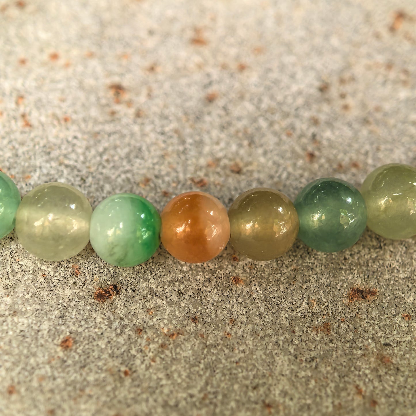Natural Grade-A Glutinous Icy Multicolor Jadeite Bead Bracelet · Burmese Jade 4.5mm
