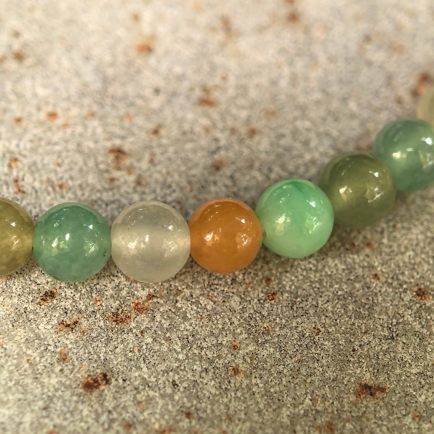 Natural Grade-A Glutinous Icy Multicolor Jadeite Bead Bracelet · Burmese Jade 4.5mm