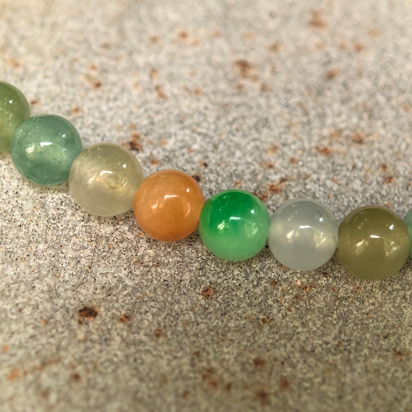 Natural Grade-A Glutinous Icy Multicolor Jadeite Bead Bracelet · Burmese Jade 4.5mm