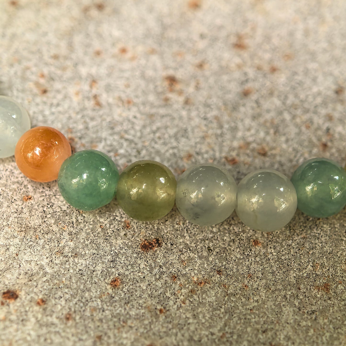 Natural Grade-A Glutinous Icy Multicolor Jadeite Bead Bracelet · Burmese Jade 4.5mm