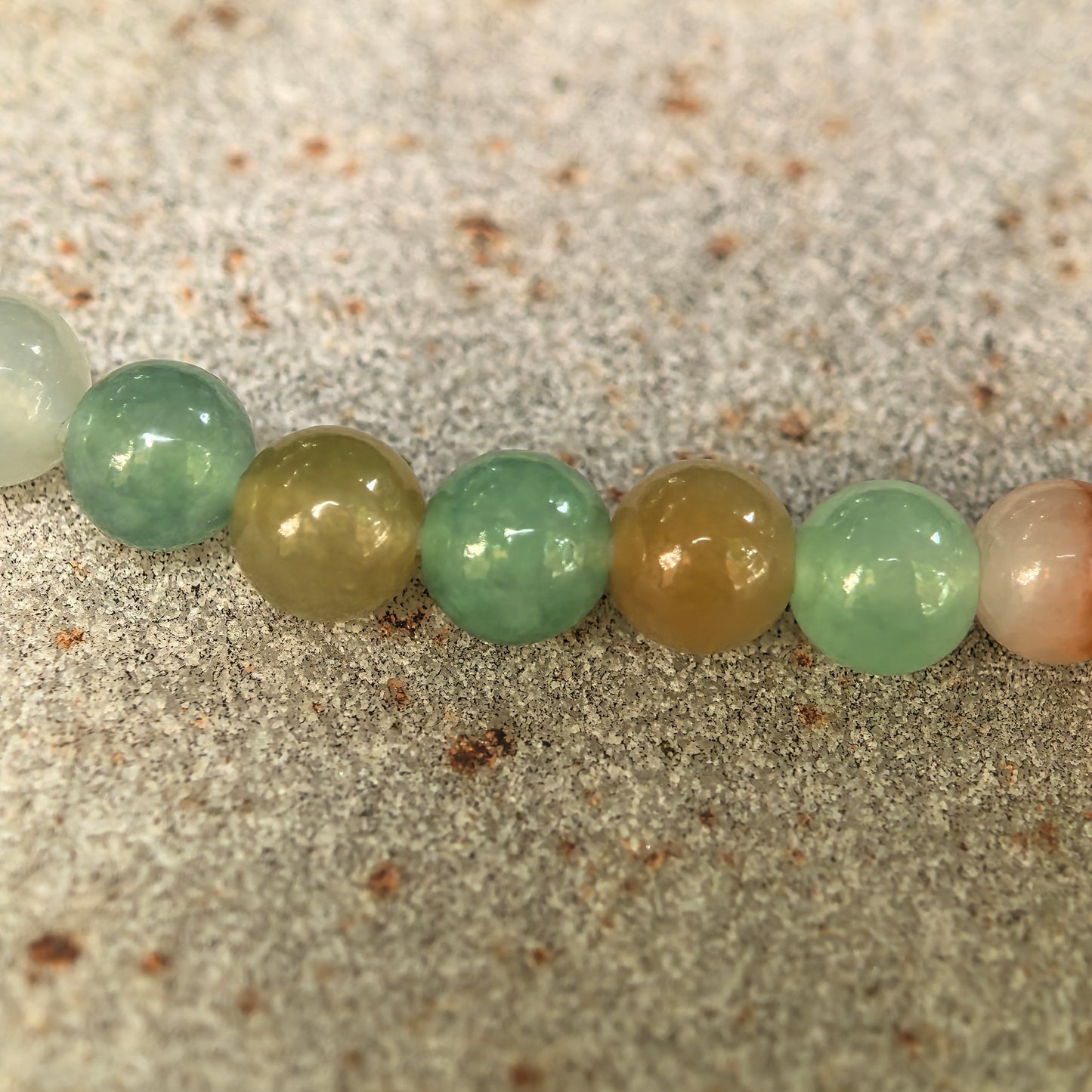 Natural Grade-A Glutinous Icy Multicolor Jadeite Bead Bracelet · Burmese Jade 4.5mm
