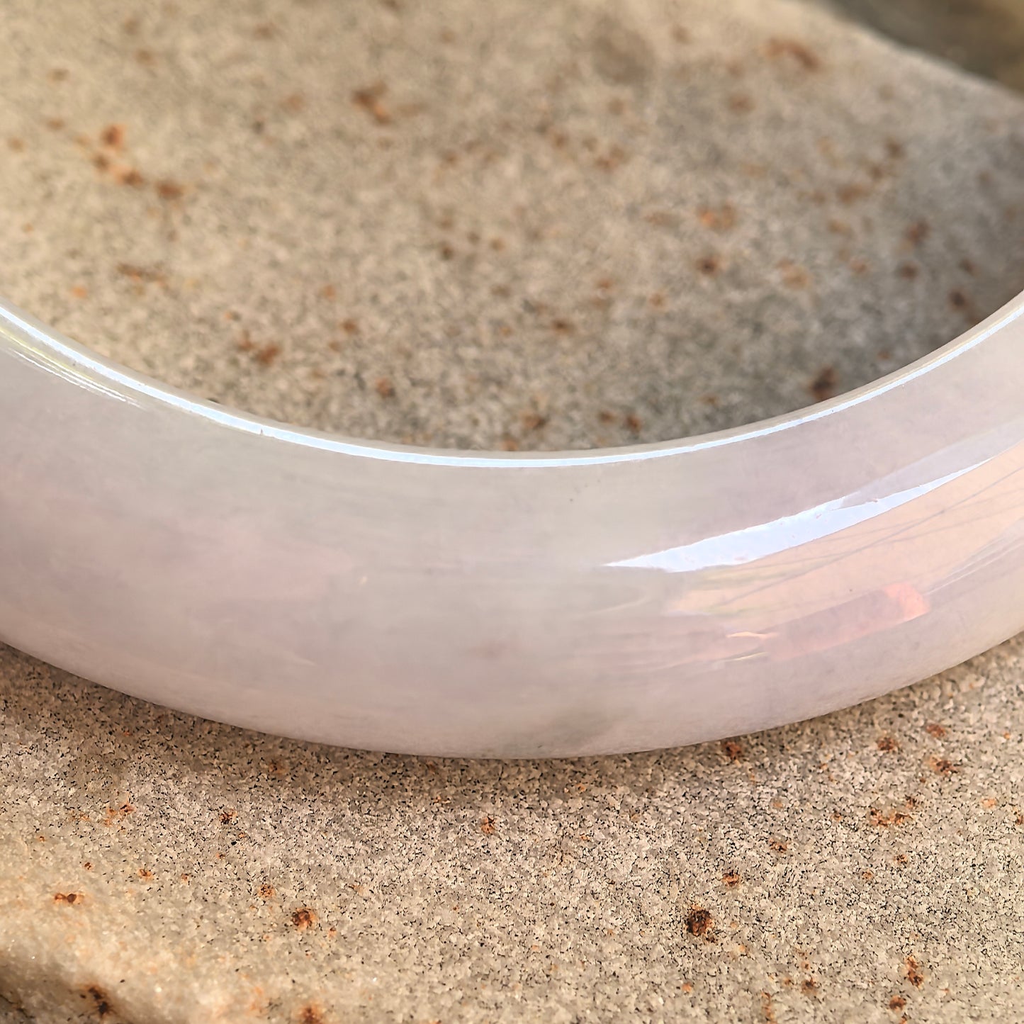 Natural Grade-A Glutinous Pale Lavender D-Shape Jadeite Bangle · Burmese Jade 54mm