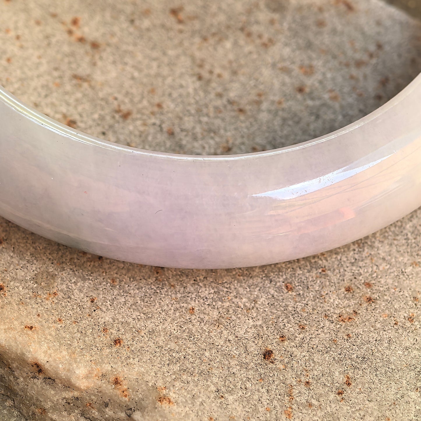 Natural Grade-A Glutinous Pale Lavender D-Shape Jadeite Bangle · Burmese Jade 54mm