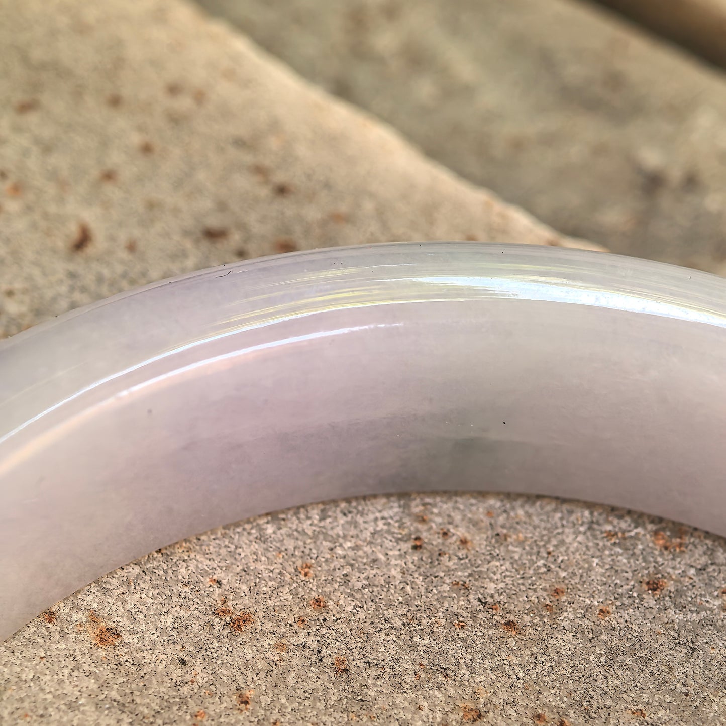 Natural Grade-A Glutinous Pale Lavender D-Shape Jadeite Bangle · Burmese Jade 54mm