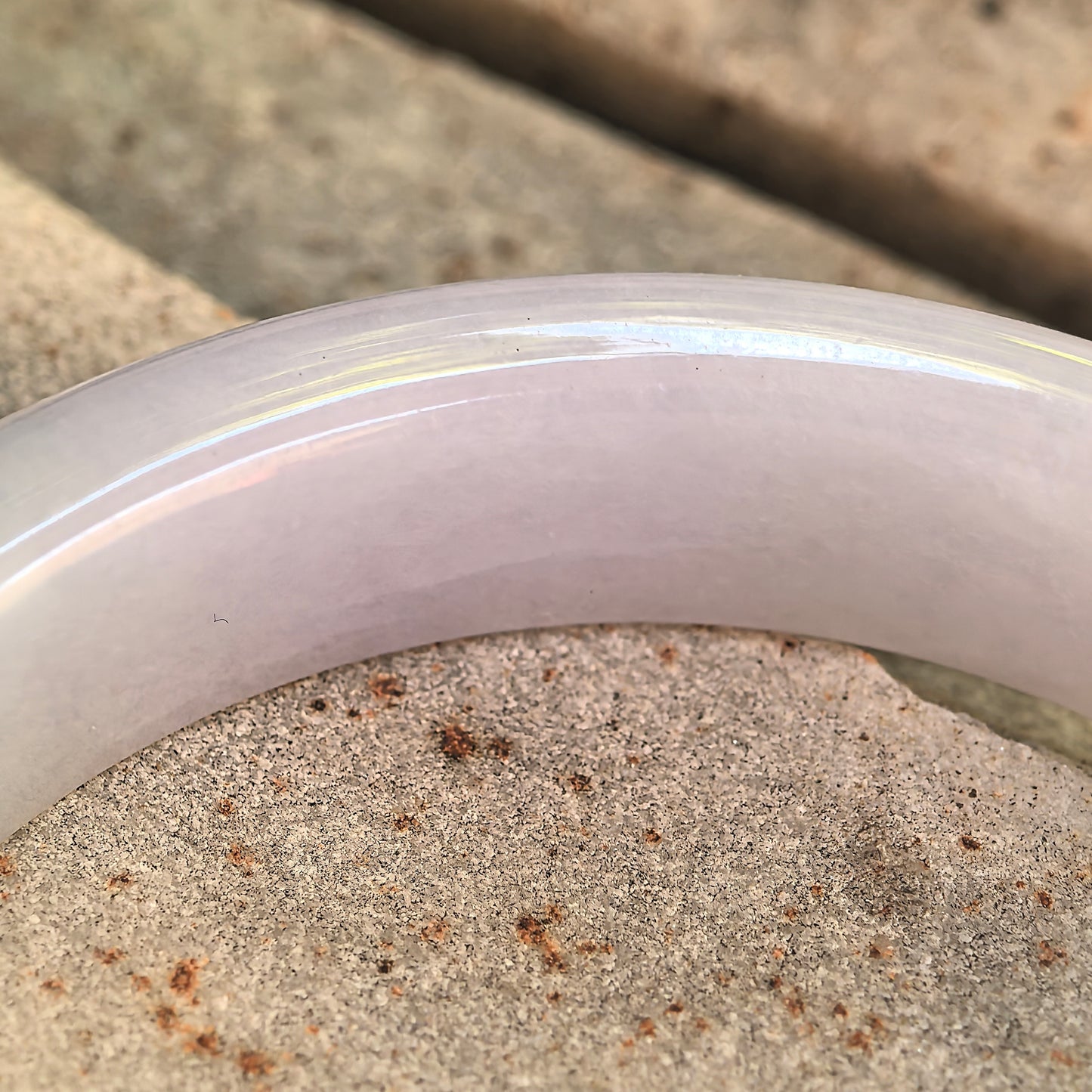Natural Grade-A Glutinous Pale Lavender D-Shape Jadeite Bangle · Burmese Jade 54mm