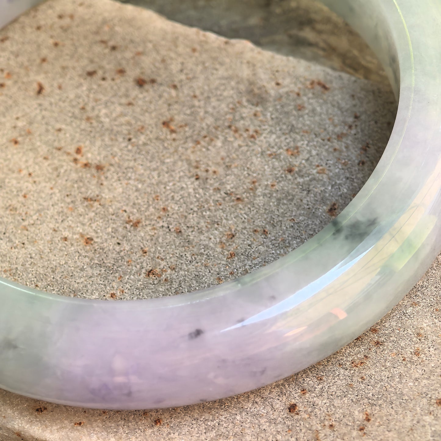 Natural Grade-A Glutinous Lavender & Green Floating Flower Jadeite D-Shape Bangle · Burmese Jade 55mm