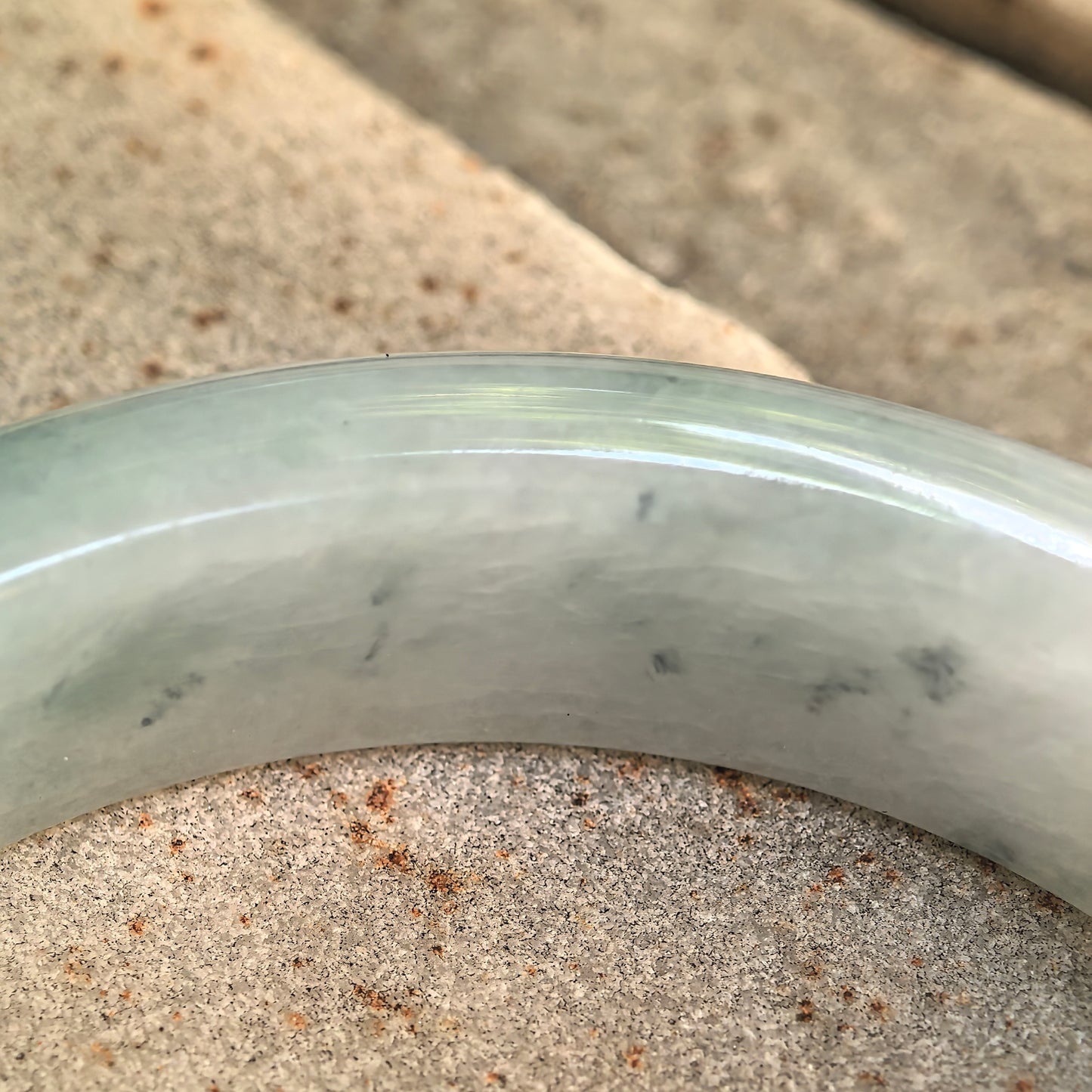 Natural Grade-A Glutinous Lavender & Green Floating Flower Jadeite D-Shape Bangle · Burmese Jade 55mm