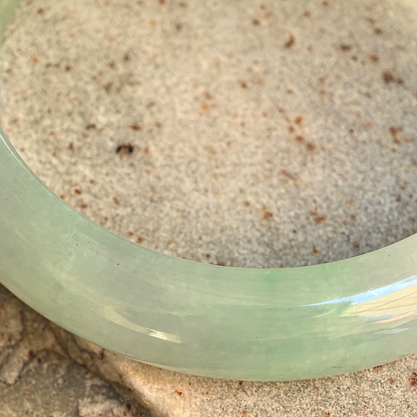 Natural Grade-A Icy Glutinous Light Green D-Shape Jadeite Bangle · Burmese Jade 59mm