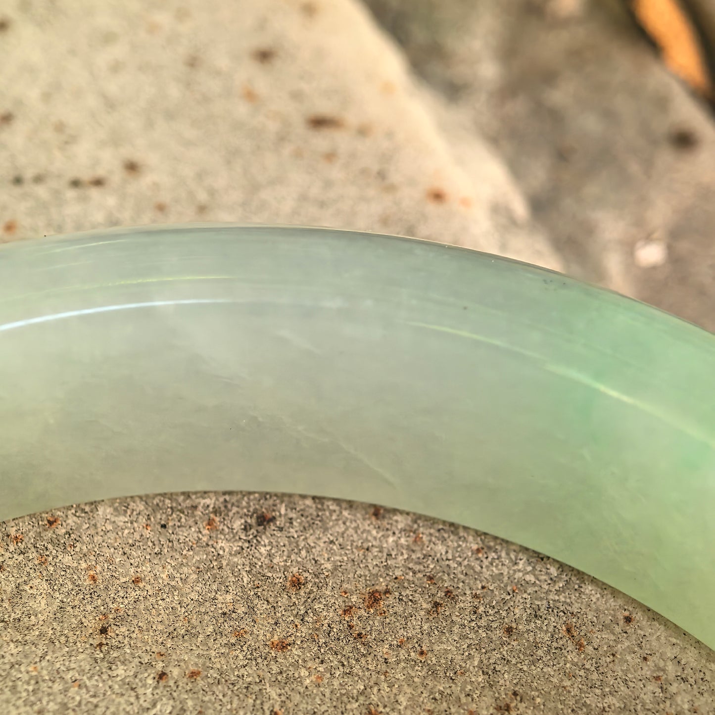 Natural Grade-A Icy Glutinous Light Green D-Shape Jadeite Bangle · Burmese Jade 59mm