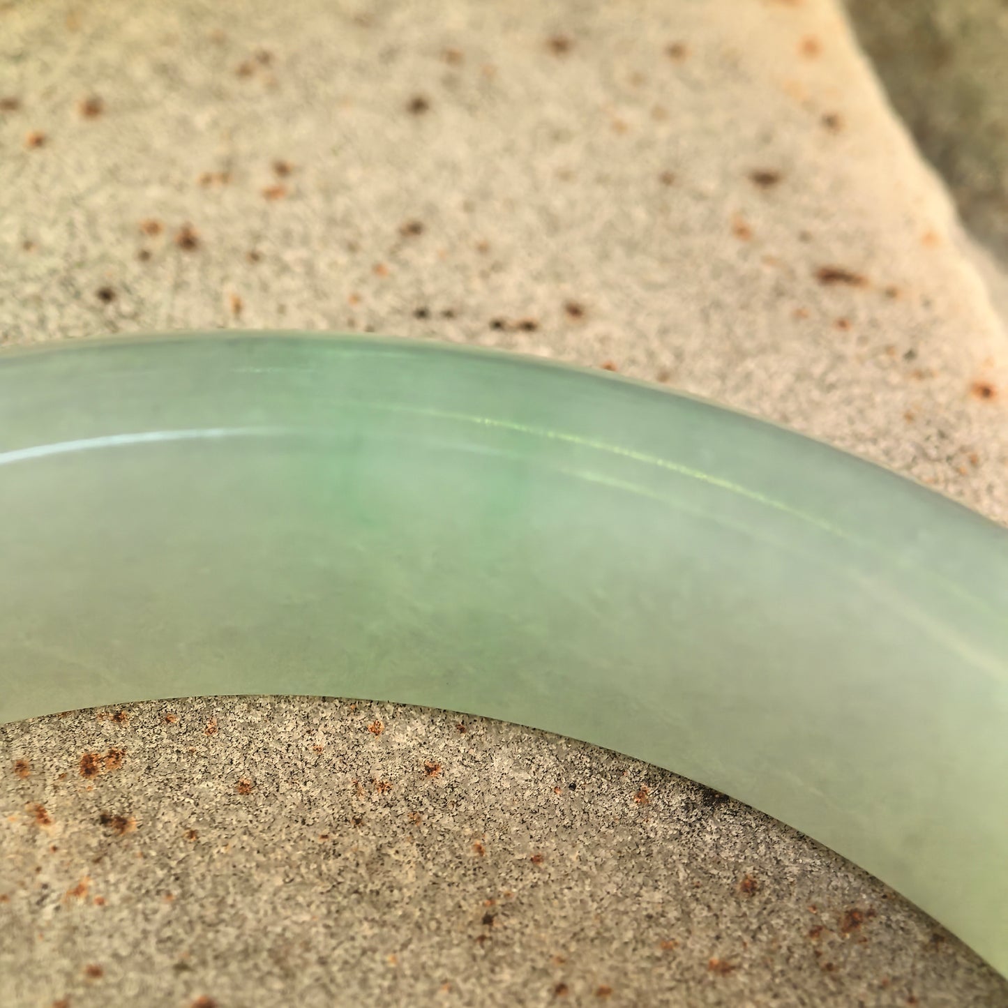 Natural Grade-A Icy Glutinous Light Green D-Shape Jadeite Bangle · Burmese Jade 59mm