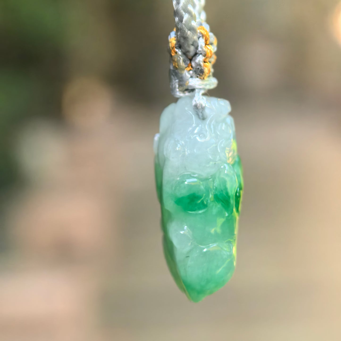 Natural Grade-A Glutinous Half-Green Pixiu Jadeite Pendant · Burmese Jade
