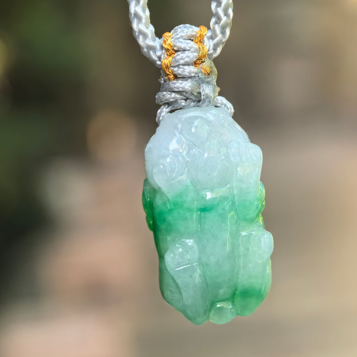 Natural Grade-A Glutinous Half-Green Pixiu Jadeite Pendant · Burmese Jade