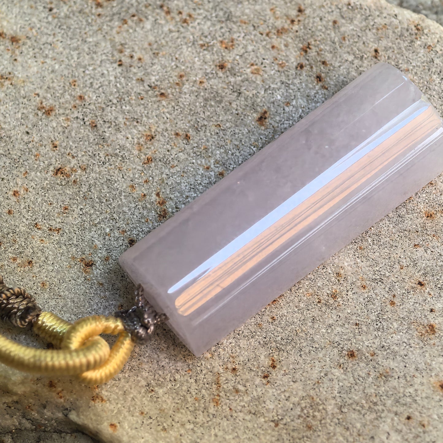 Natural Grade-A Icy Glutinous Light Purple Plain Pillar Jadeite Pendant · Burmese Jade
