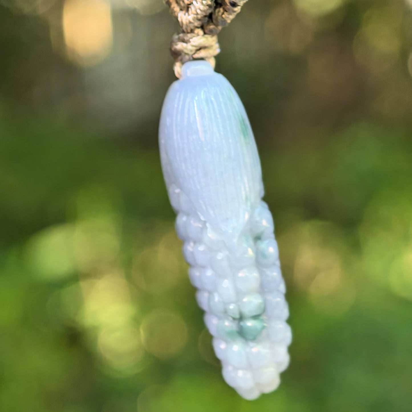 Natural Grade-A Glutinous Lavender-Blue Corn Jadeite Pendant · Burmese Jade