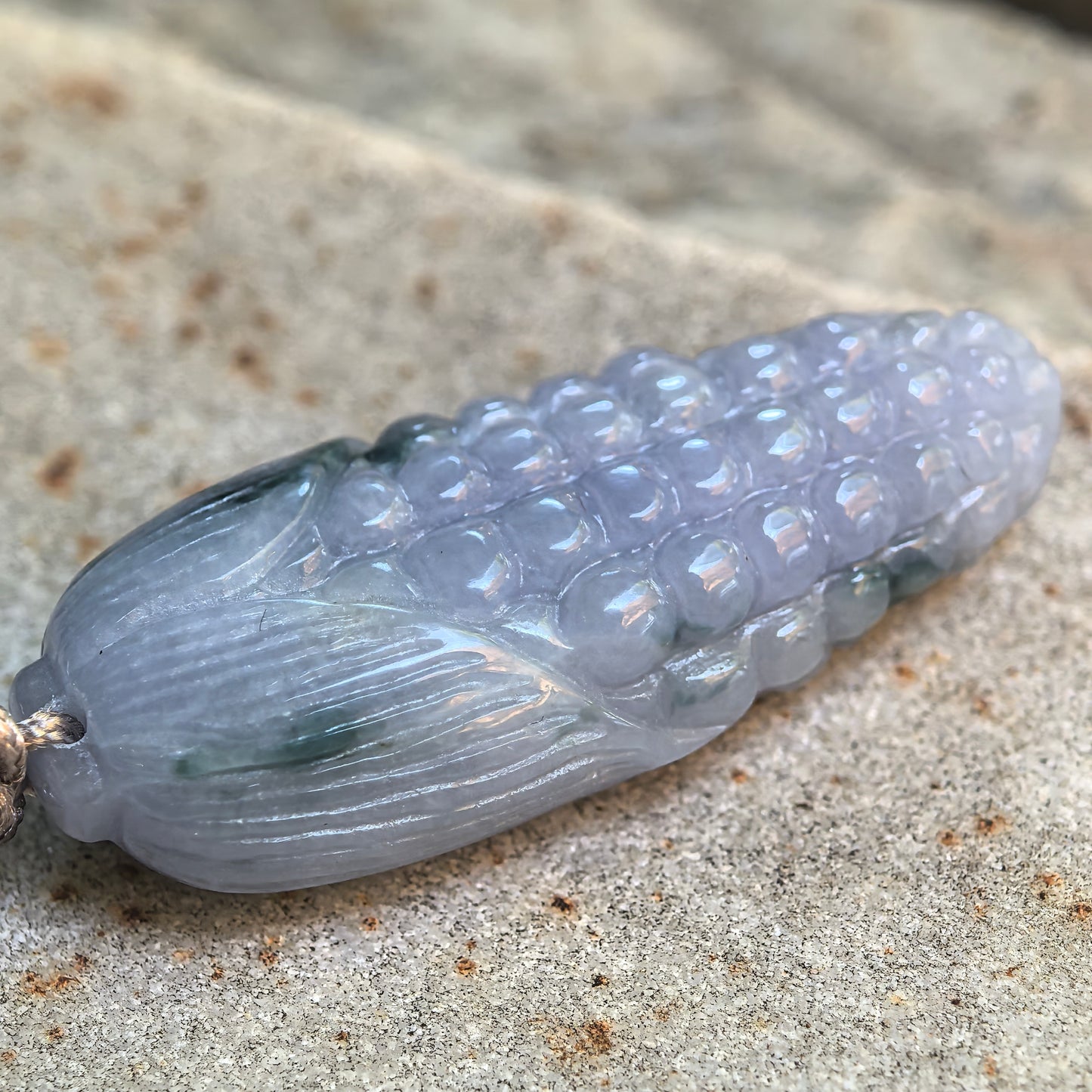 Natural Grade-A Glutinous Lavender-Blue Corn Jadeite Pendant · Burmese Jade