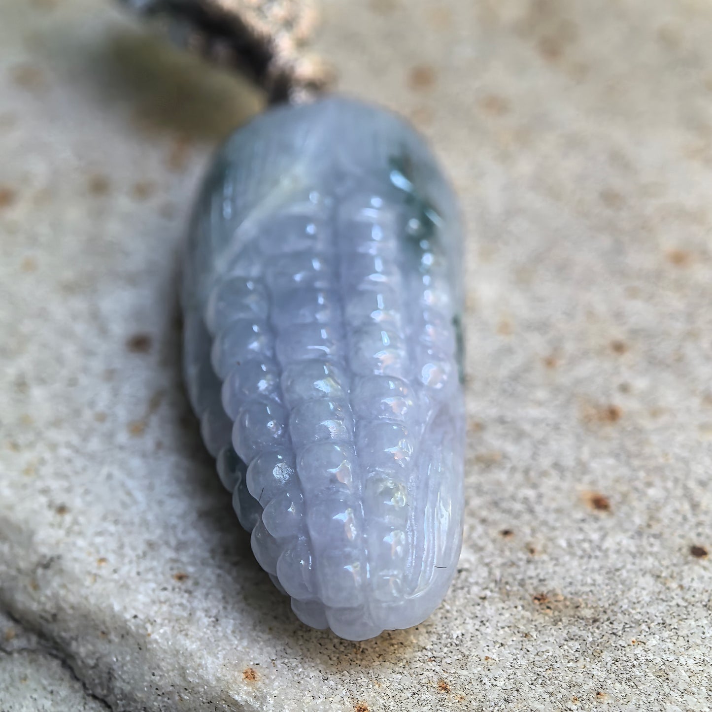 Natural Grade-A Glutinous Lavender-Blue Corn Jadeite Pendant · Burmese Jade