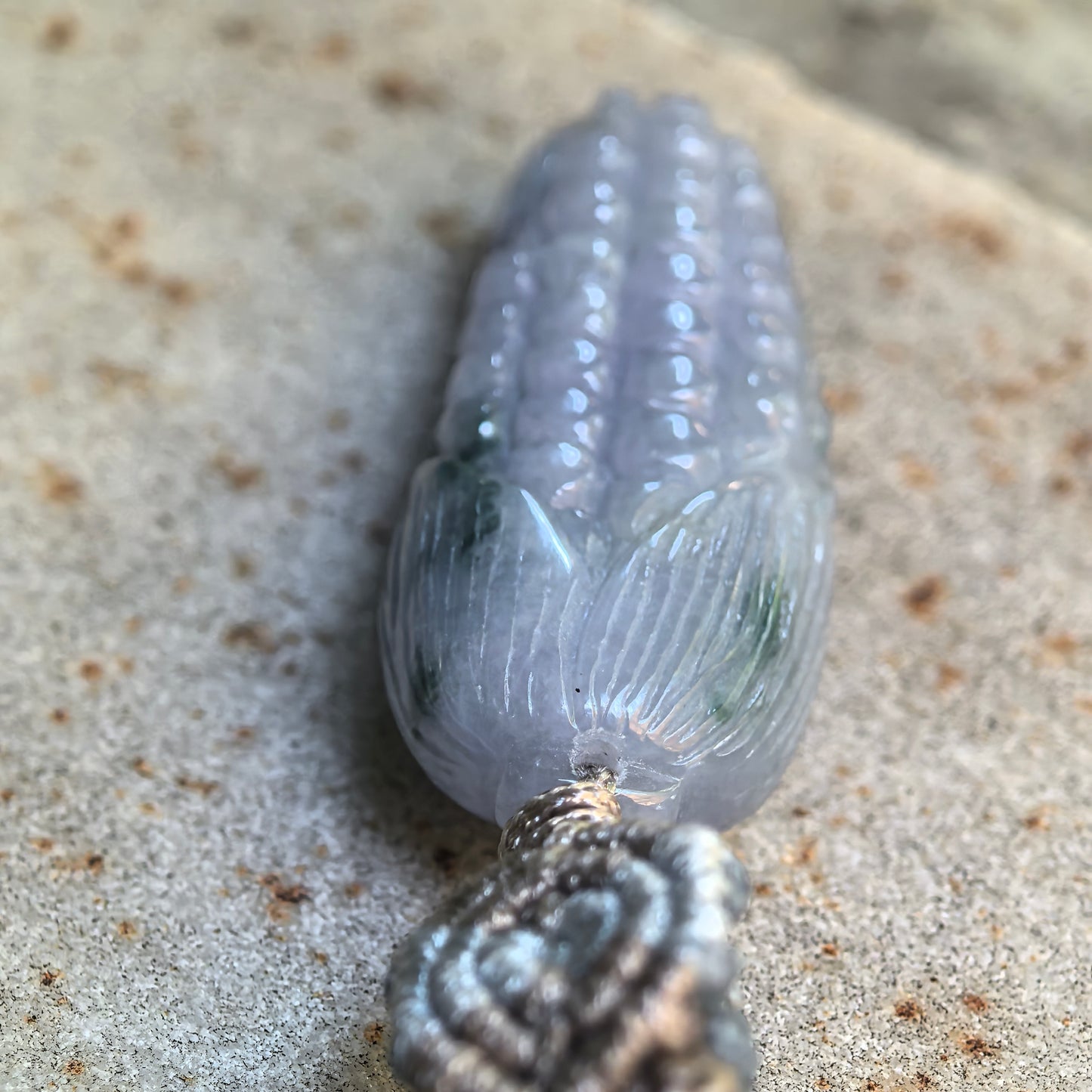 Natural Grade-A Glutinous Lavender-Blue Corn Jadeite Pendant · Burmese Jade