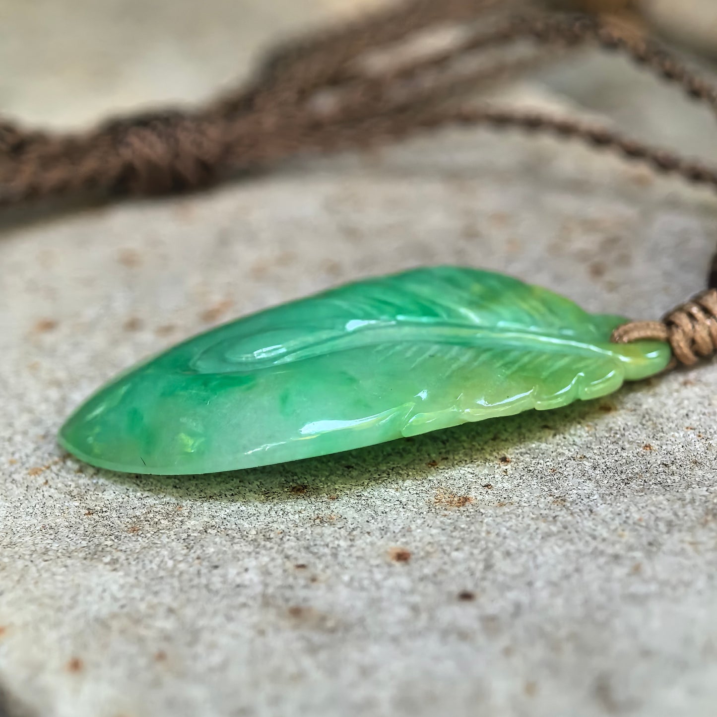 Natural Grade-A Glutinous Green Leaf Jadeite Pendant · Burmese Jade