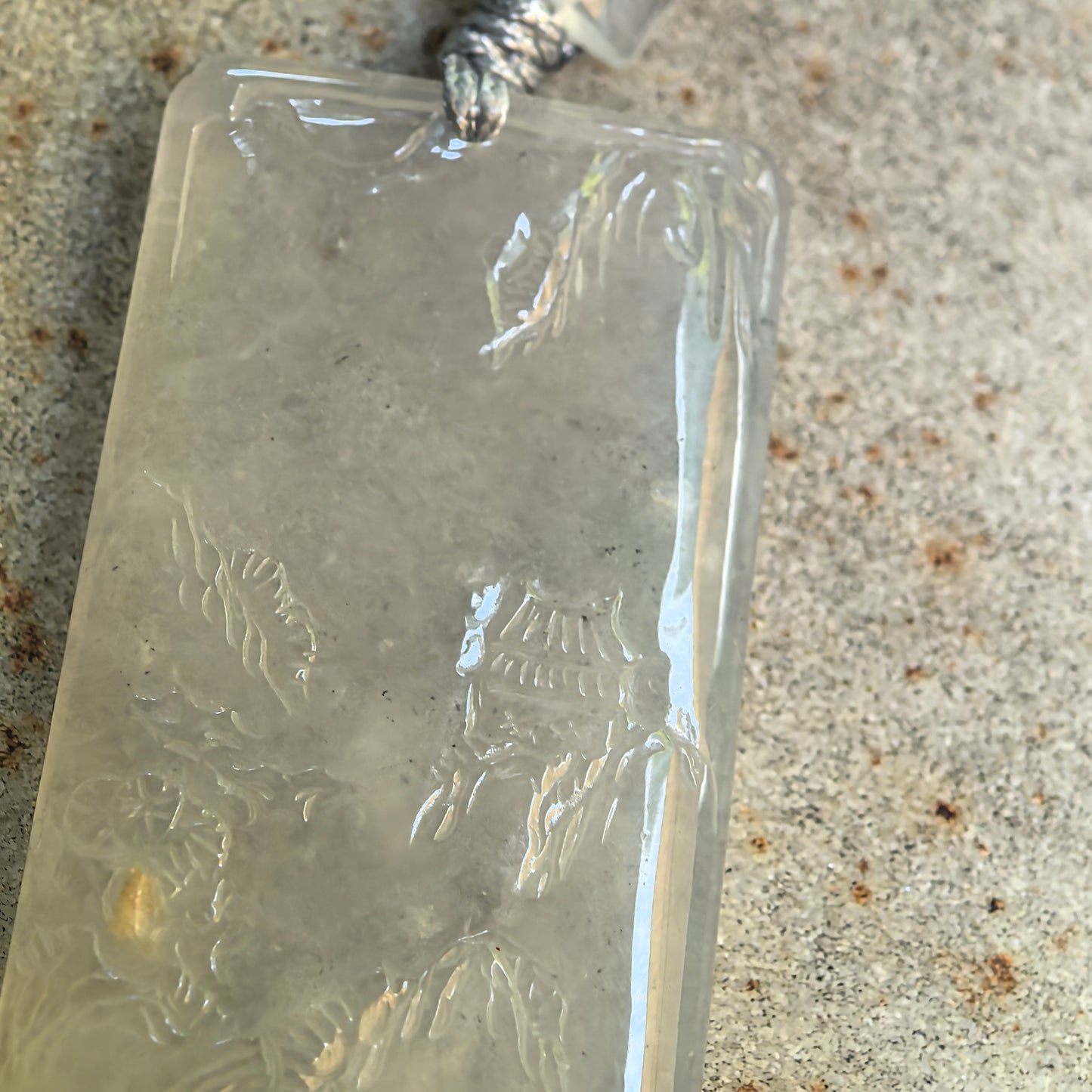 Natural Grade-A Glutinous Icy White Landscape Jadeite Pendant · Burmese Jade