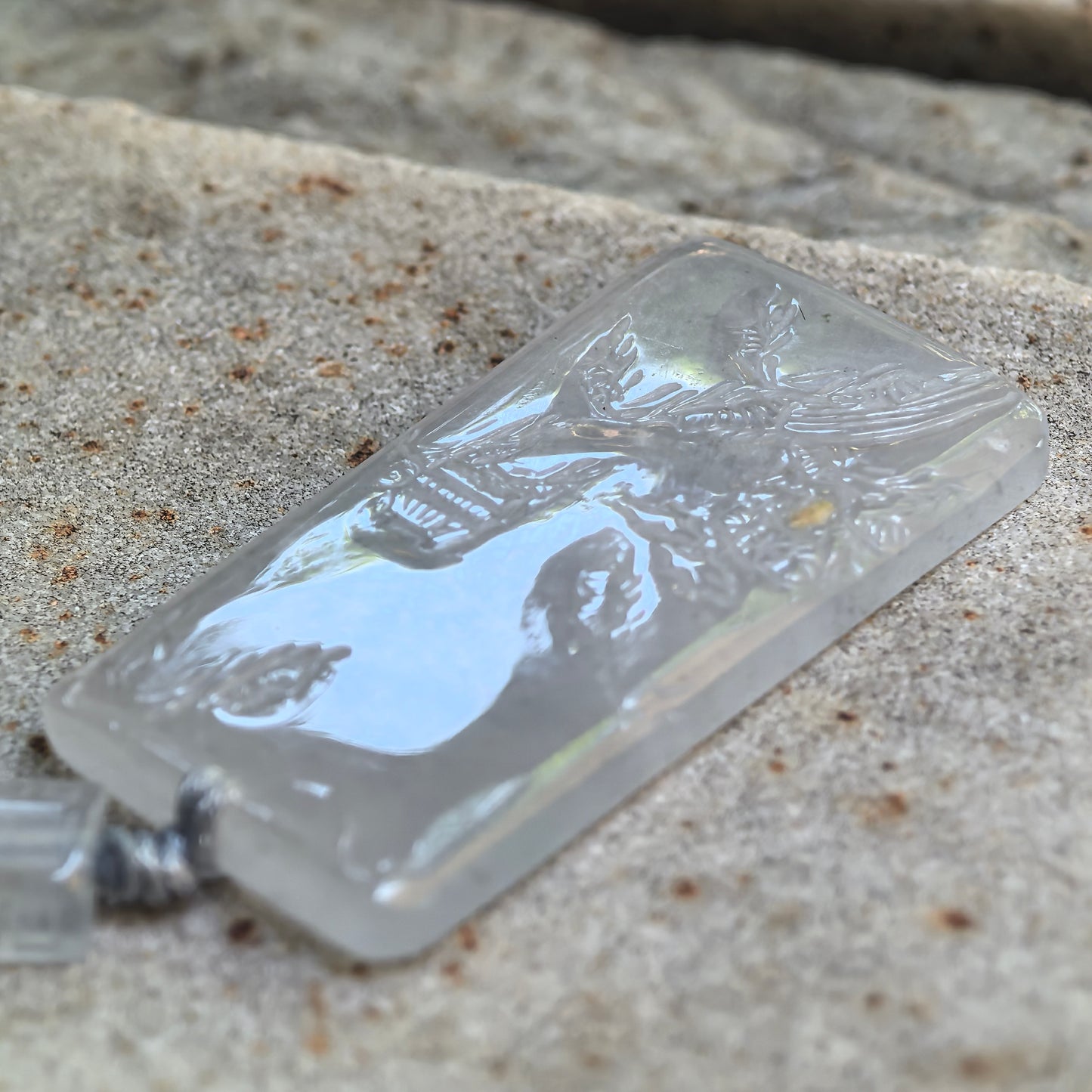 Natural Grade-A Glutinous Icy White Landscape Jadeite Pendant · Burmese Jade