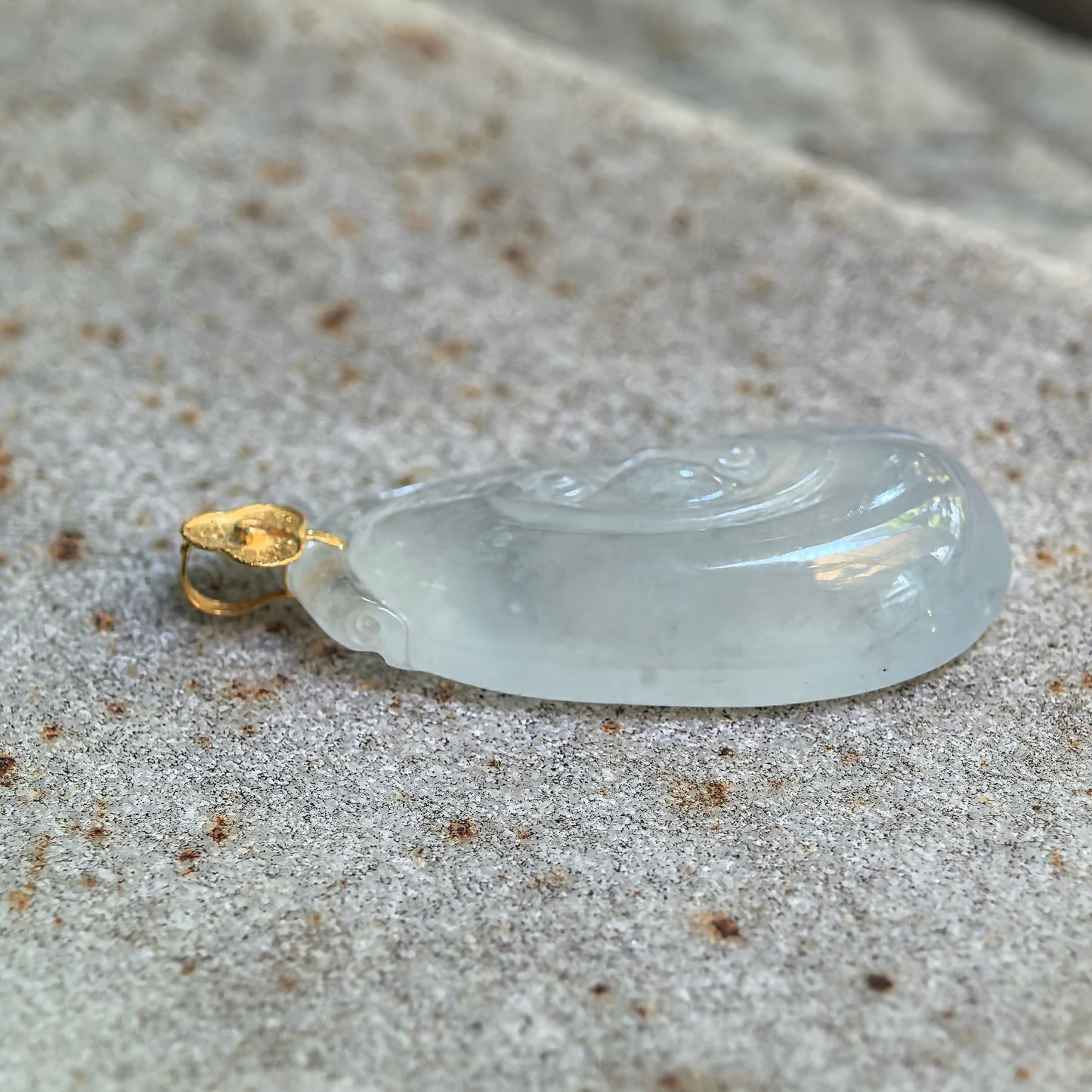 Natural Grade-A Glutinous Icy White Ruyi Jadeite Pendant · Burmese Jade