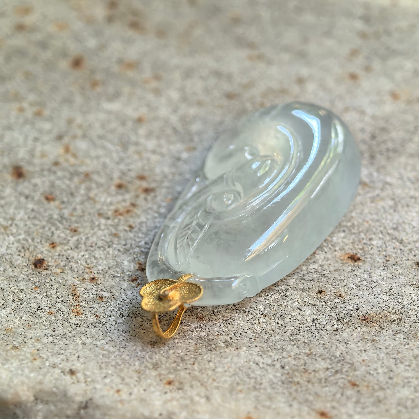 Natural Grade-A Glutinous Icy White Ruyi Jadeite Pendant · Burmese Jade