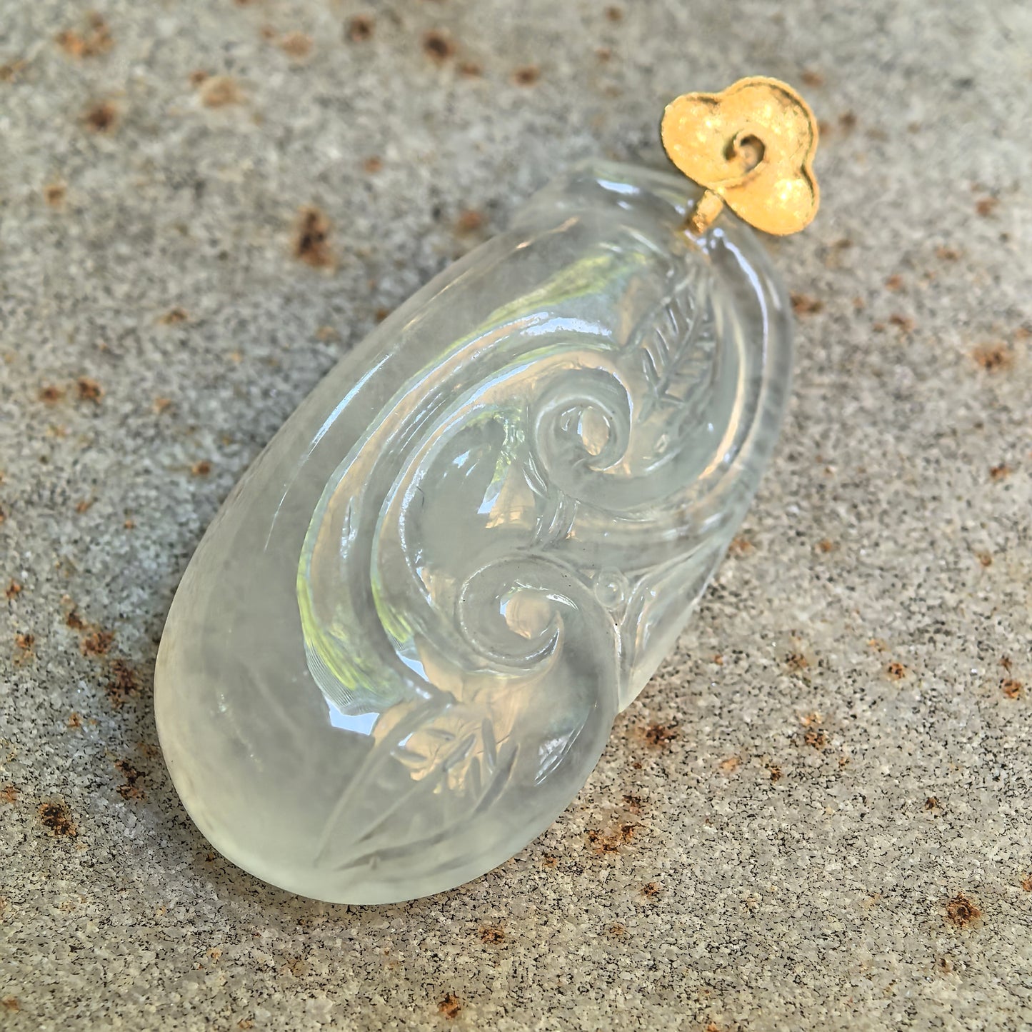 Natural Grade-A Glutinous Icy White Ruyi Jadeite Pendant · Burmese Jade