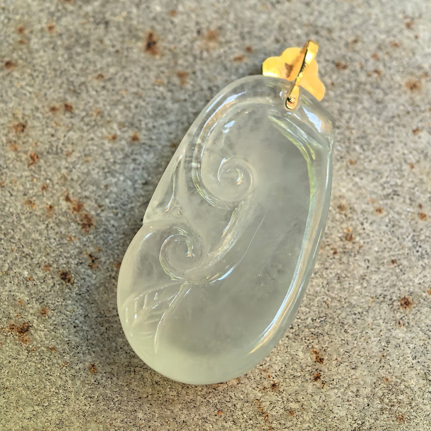 Natural Grade-A Glutinous Icy White Ruyi Jadeite Pendant · Burmese Jade