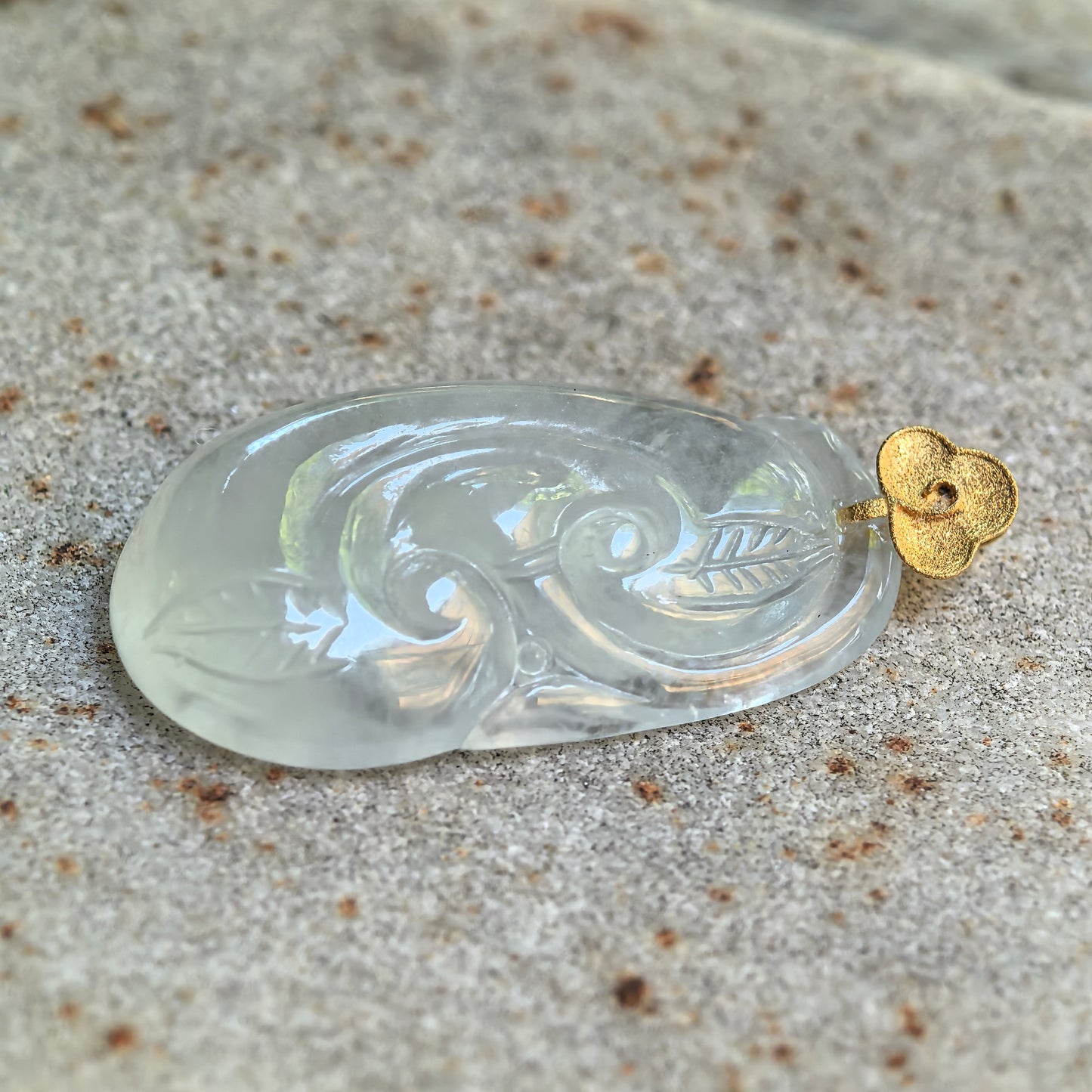 Natural Grade-A Glutinous Icy White Ruyi Jadeite Pendant · Burmese Jade