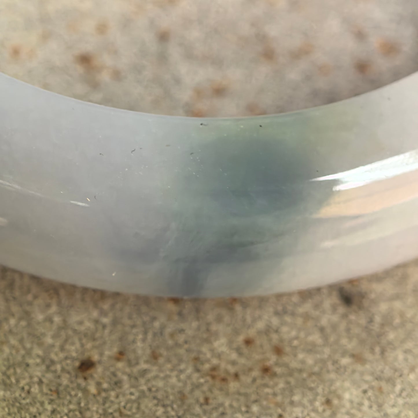 Natural Grade-A Glutinous Lavender Denim Blue D-Shape Jadeite Bangle · Burmese Jade 54mm
