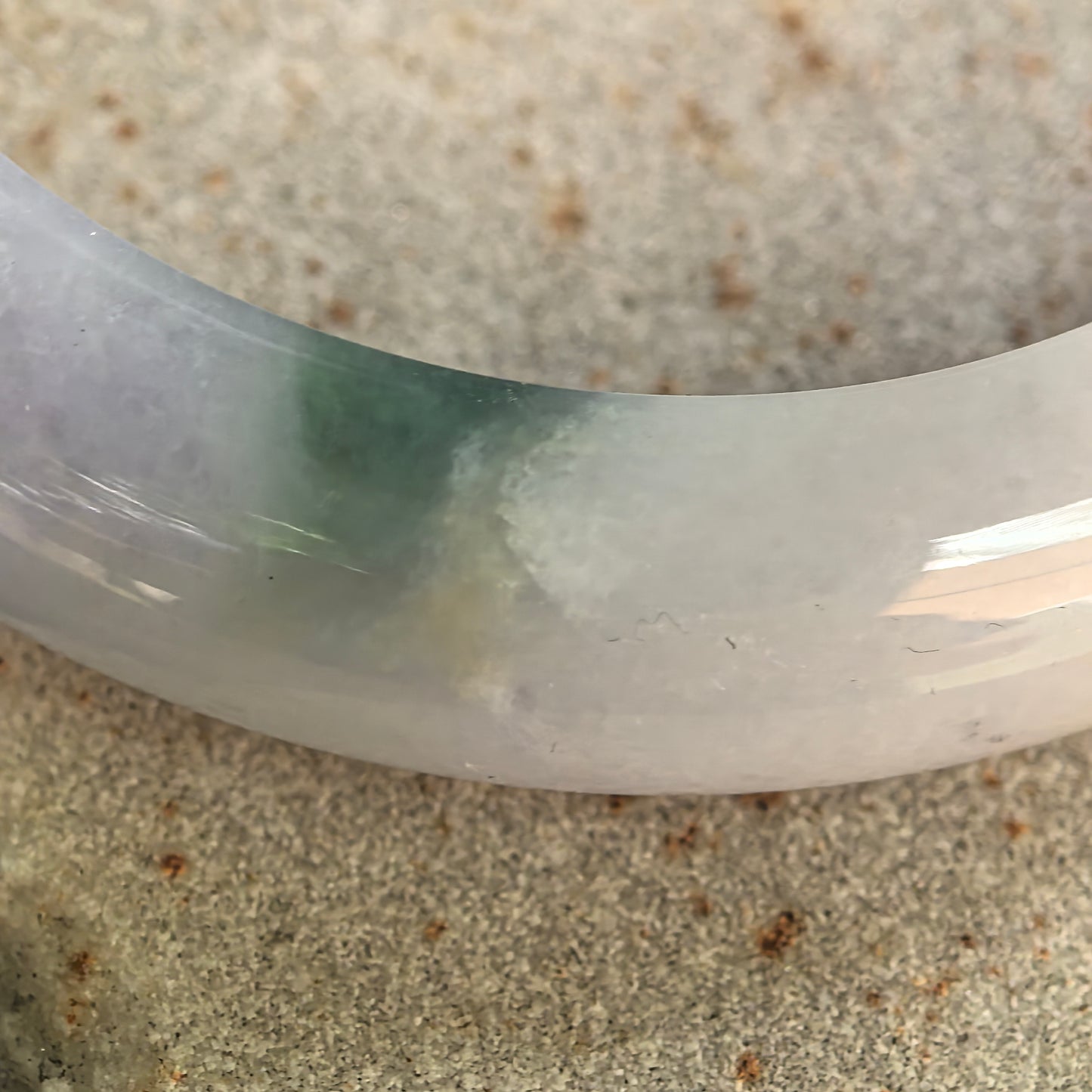 Natural Grade-A Glutinous Lavender Denim Blue D-Shape Jadeite Bangle · Burmese Jade 54mm