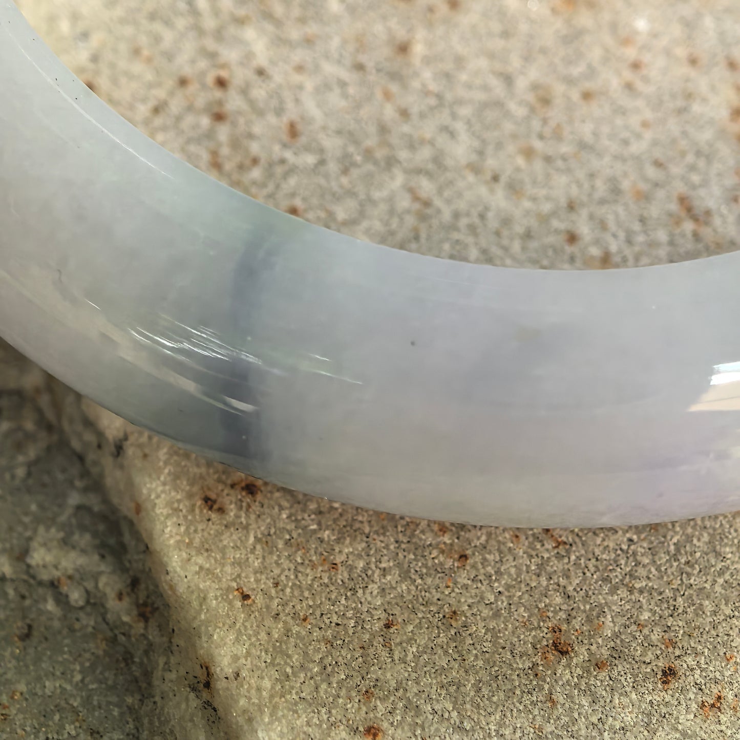 Natural Grade-A Glutinous Lavender Denim Blue D-Shape Jadeite Bangle · Burmese Jade 54mm