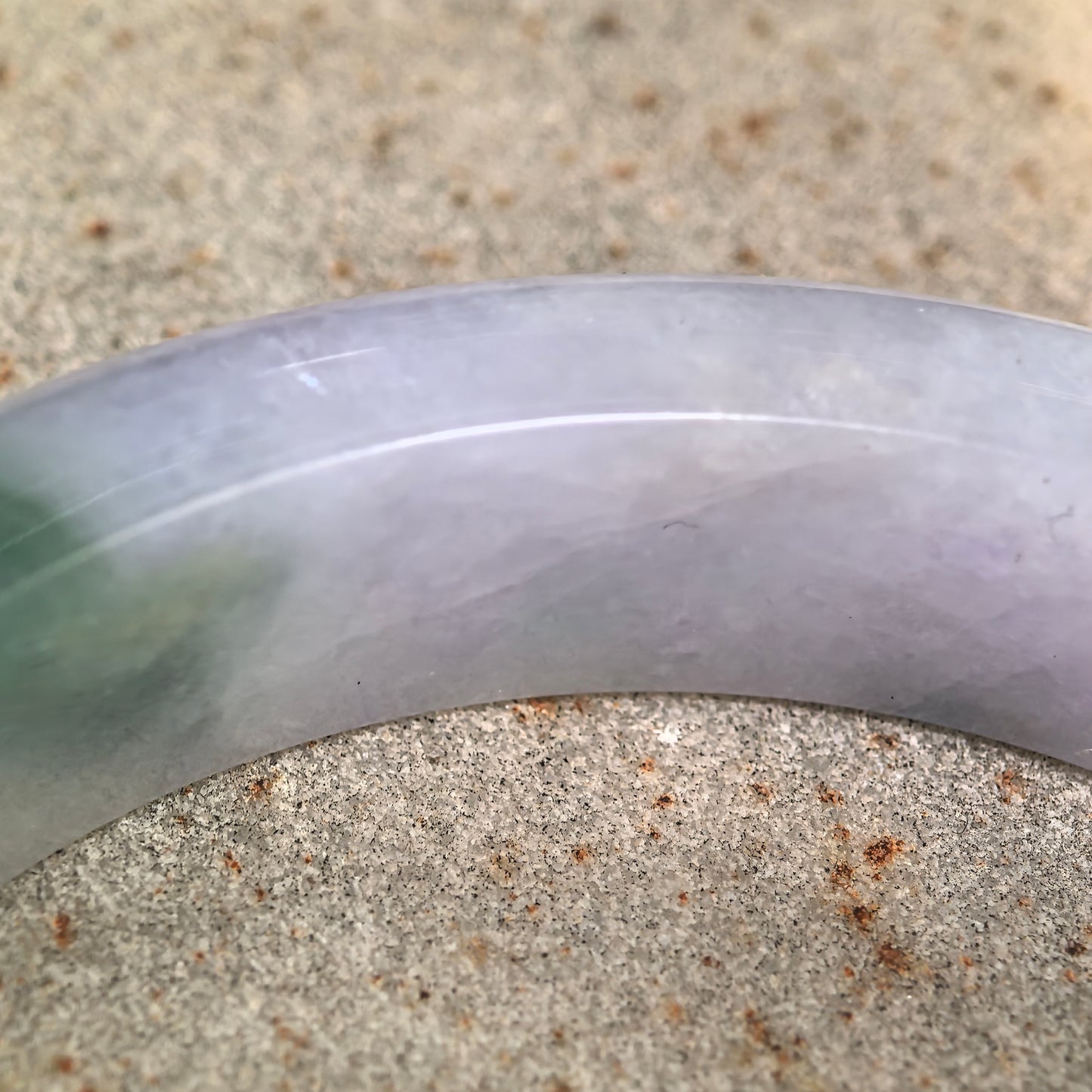 Natural Grade-A Glutinous Lavender Denim Blue D-Shape Jadeite Bangle · Burmese Jade 54mm