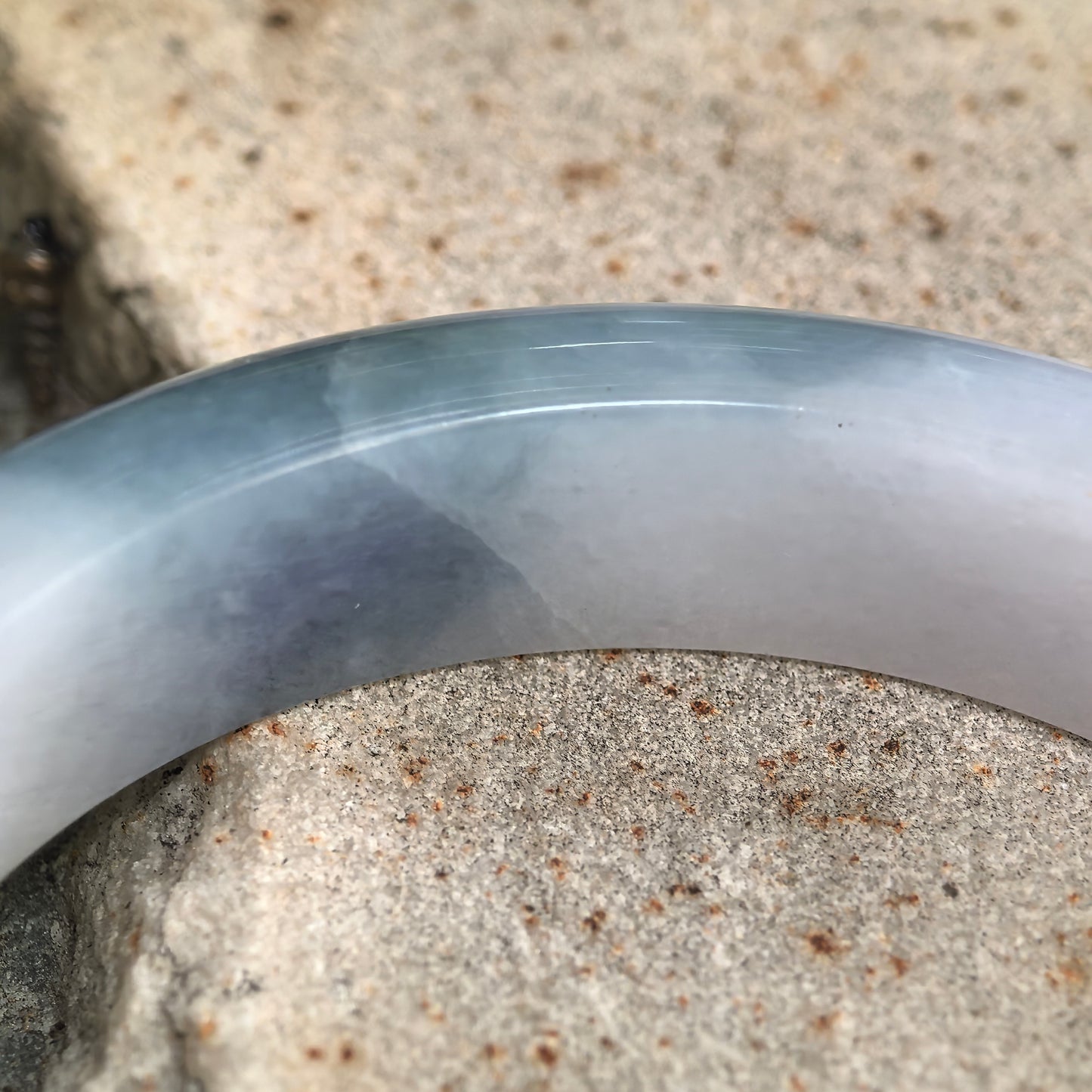 Natural Grade-A Glutinous Lavender Denim Blue D-Shape Jadeite Bangle · Burmese Jade 54mm