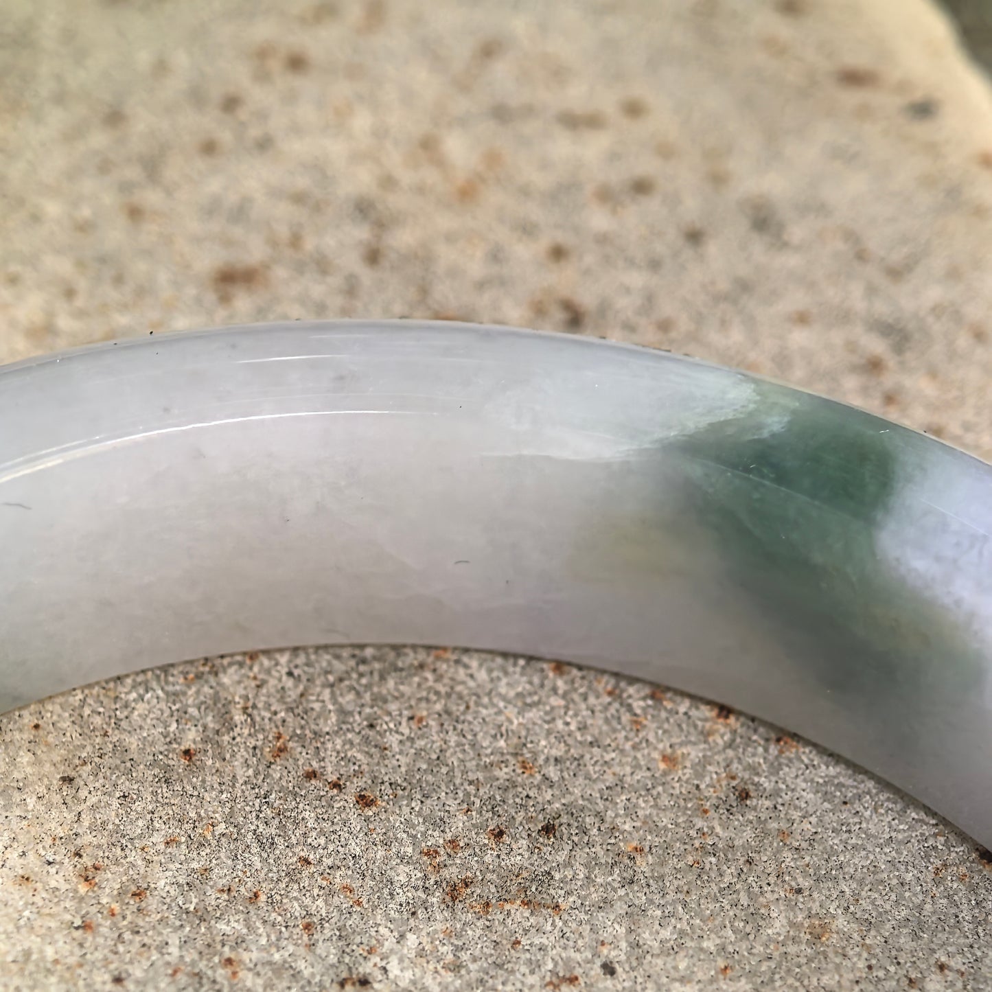 Natural Grade-A Glutinous Lavender Denim Blue D-Shape Jadeite Bangle · Burmese Jade 54mm
