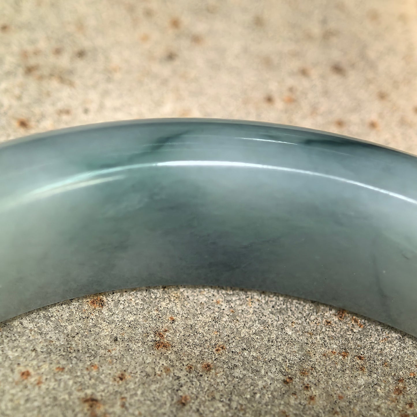 Natural Grade-A Jadeite Glutinous Dark Green Floating Flower D-Shape Bangle · Burmese Jade 55mm