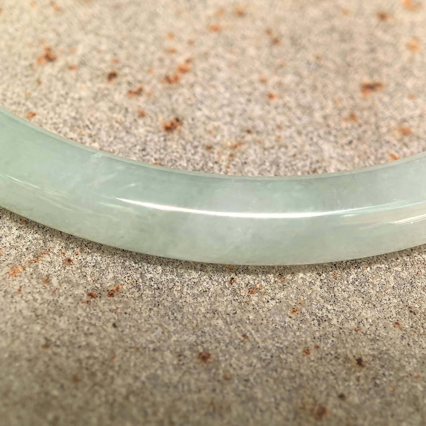 Natural Grade-A Glutinous Light Green Slim Round Jadeite Bangle · Burmese Jade 55mm