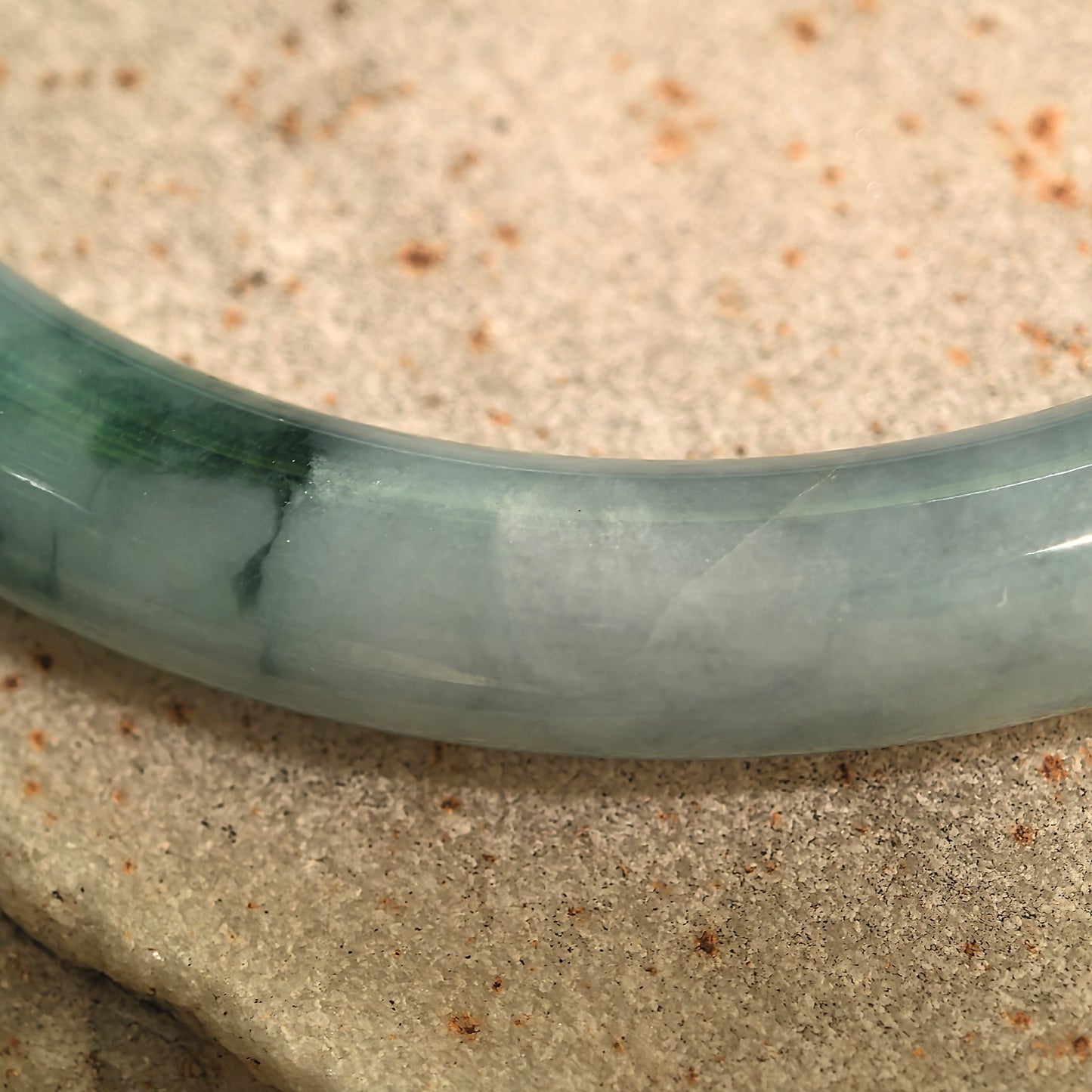 Natural Grade-A Jadeite Glutinous Deep Green Floating Color Round Bangle · Burmese Jade 59mm
