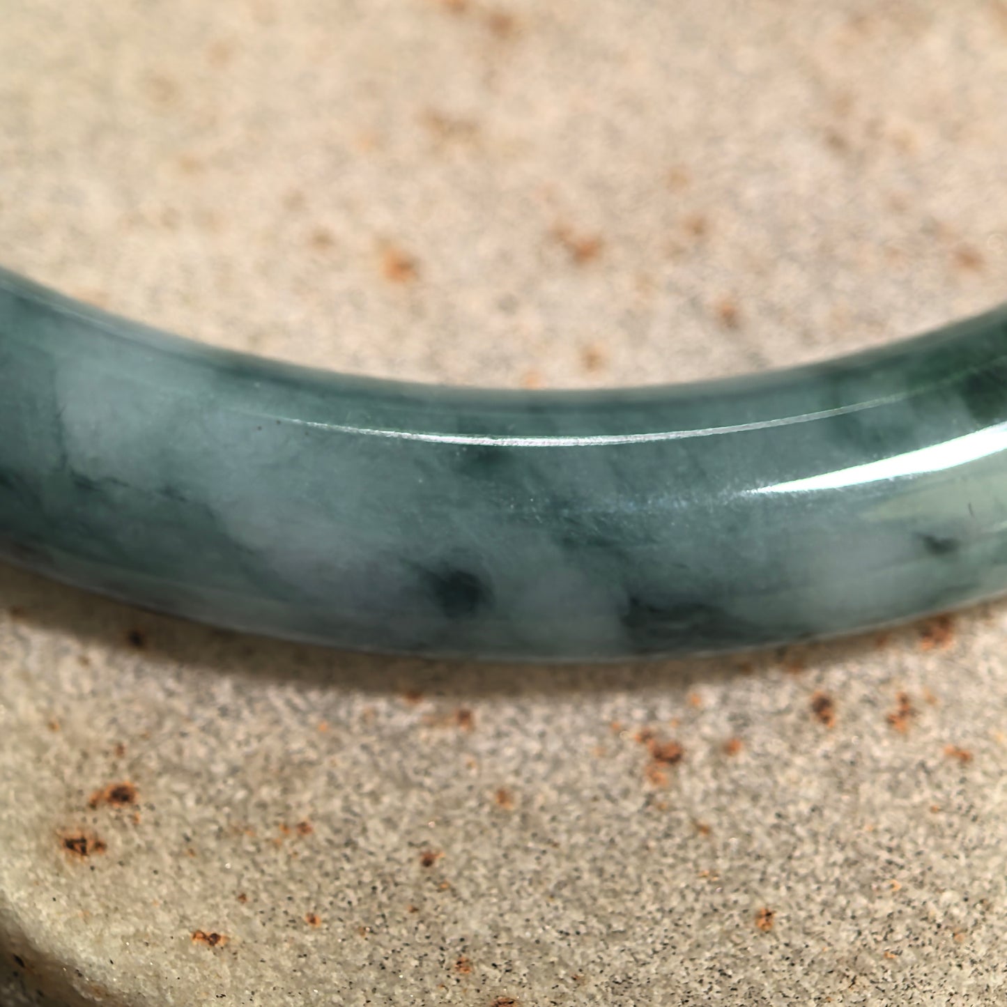 Natural Grade-A Jadeite Glutinous Deep Green Floating Color Round Bangle · Burmese Jade 59mm