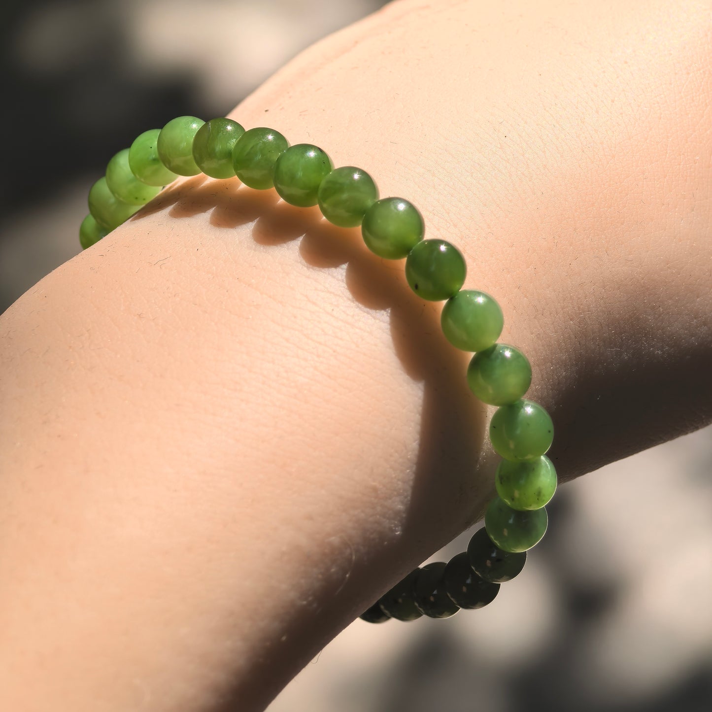Natural Nephrite Green Bead Bracelet · Hetian Jade 6mm