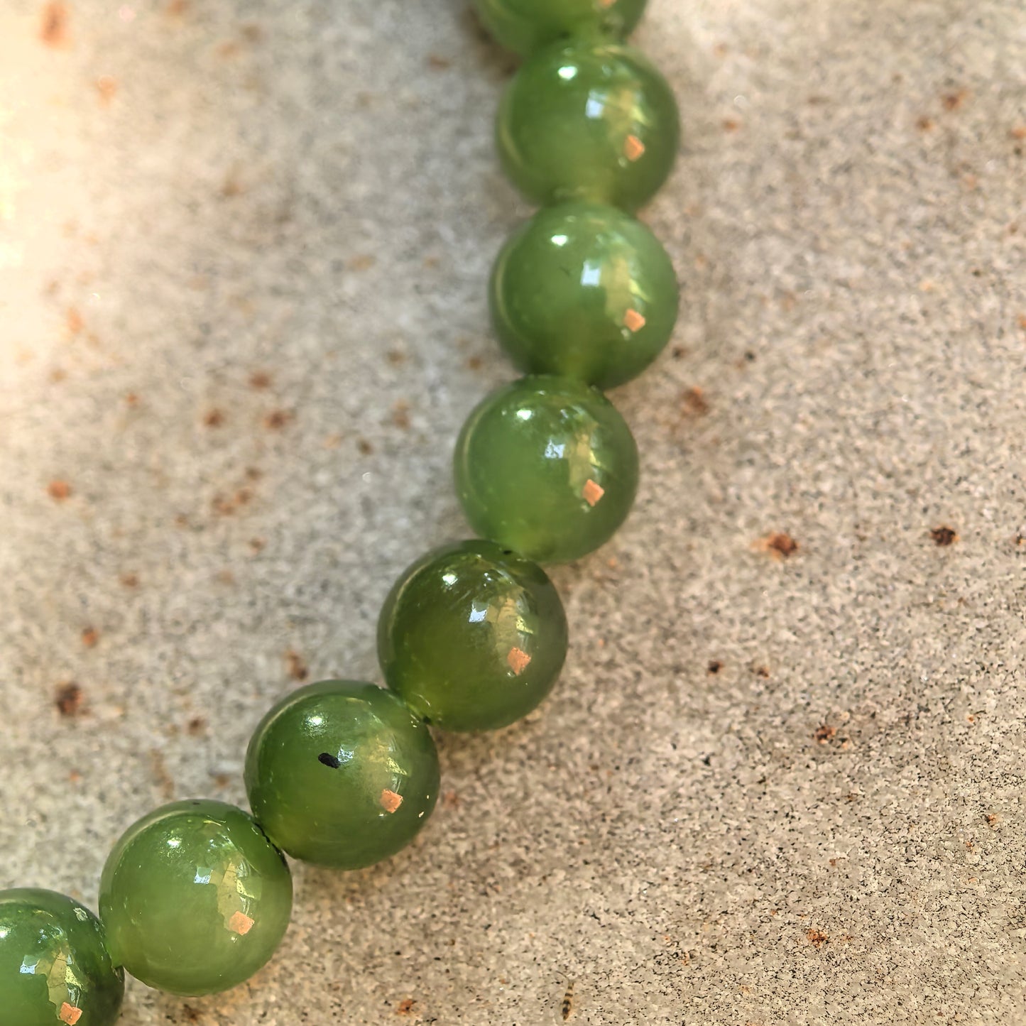 Natural Nephrite Green Bead Bracelet · Hetian Jade 6mm