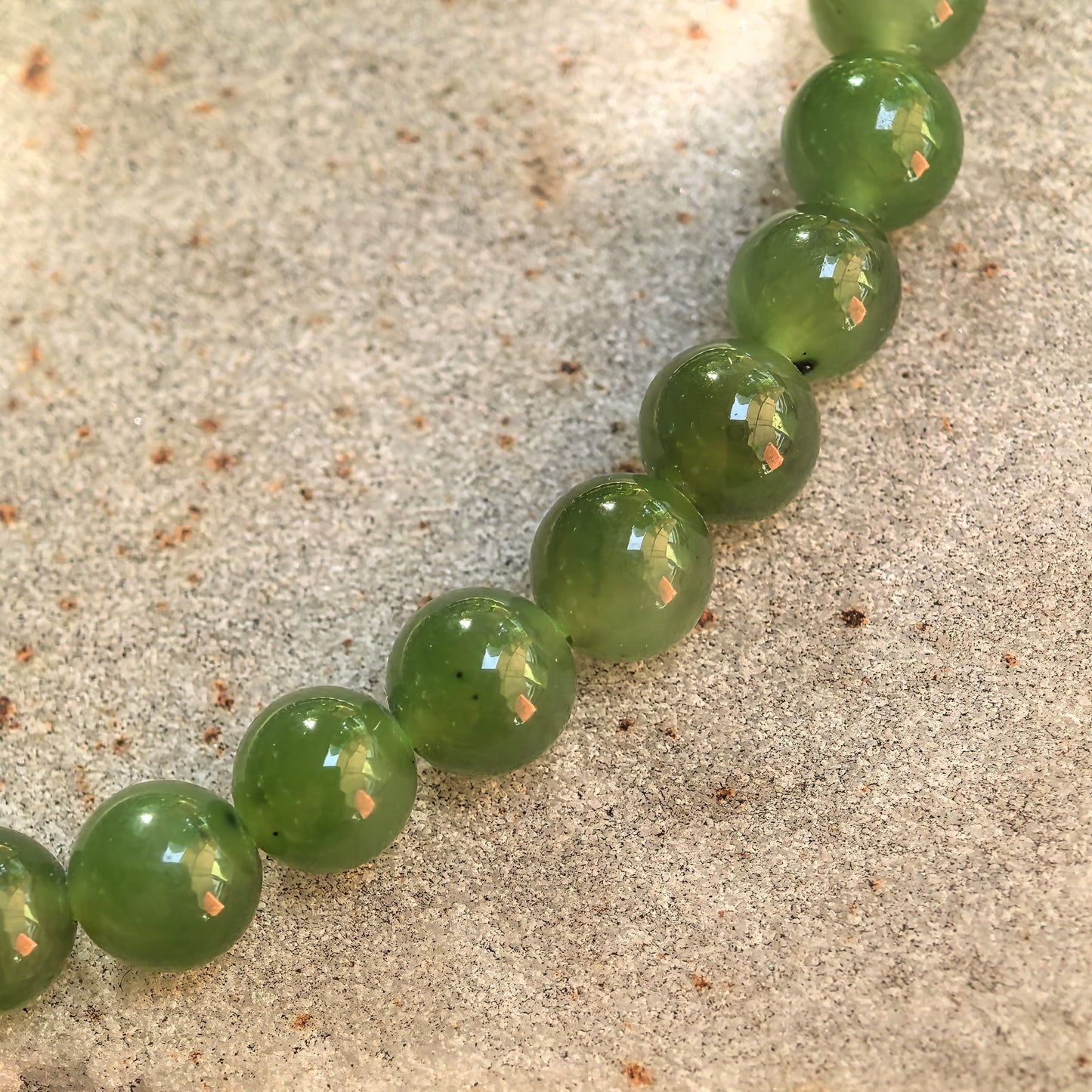 Natural Nephrite Green Bead Bracelet · Hetian Jade 6mm