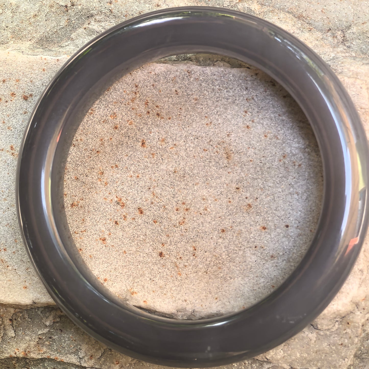 Natural Nephrite Deep Smoky Purple D-Shape Bangle · Hetian Jade 58mm